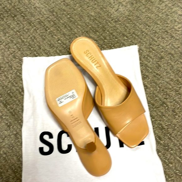 NWT SCHUTZ SIZE 6B NUDE LOW HEELED MULES - Picture 2 of 5